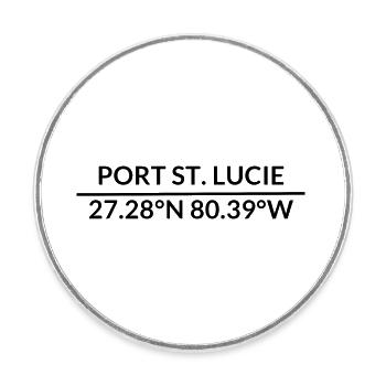 Port St. Lucie, Florida, USA Coordinates - Round  fridge magnet - white - Front