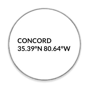 Concord, Caroline du Nord, États-Unis Coordonnées - Magnet rond - blanc - Devant