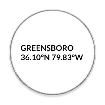 Coordonnées de Greensboro, Caroline du Nord, États-Unis - Magnet rond - blanc - Devant