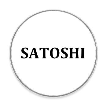 SATOSHI lettering for Bitcoiner Blockchain - Round  fridge magnet - white - Front