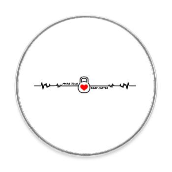 Kettlebell Heartbeat Sport Functional Training - Round  fridge magnet - white - Front