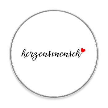 herzensmensch - Runder Kühlschrankmagnet - Weiß - Vorne