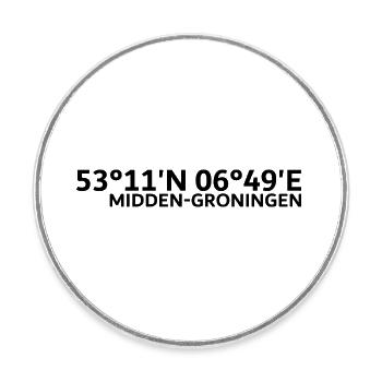 Coordonnées de Midden-Groningen - Magnet rond - blanc - Devant