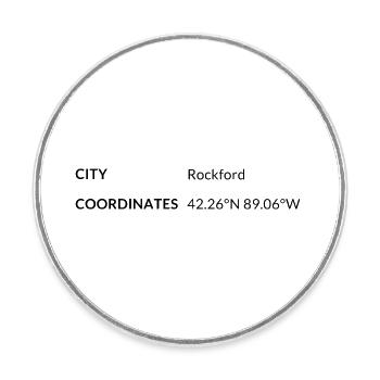 Rockford Illinois USA Koordinaten - Runder Kühlschrankmagnet - Weiß - Vorne