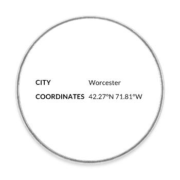 Worcester Massachusetts USA Koordinaten - Runder Kühlschrankmagnet - Weiß - Vorne