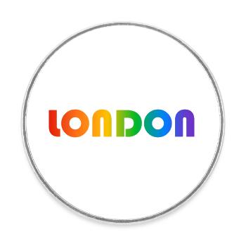 London Regenbogen Text - Runder Kühlschrankmagnet - Weiß - Vorne
