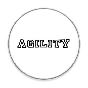 agility - Runder Kühlschrankmagnet - Weiß - Vorne