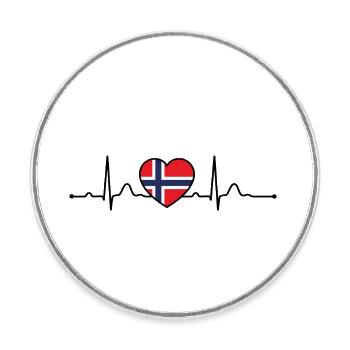 Norway Heartline Heartbeat Scandinavia Holidays - Round  fridge magnet - white - Front