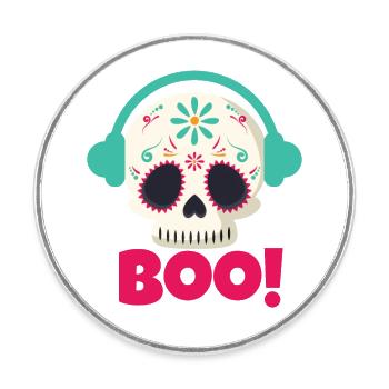 Boo Totenkopf - Runder Kühlschrankmagnet - Weiß - Vorne