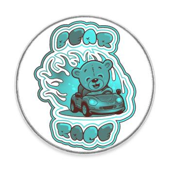 Course de l'ours en peluche 3 - Magnet rond - blanc - Devant