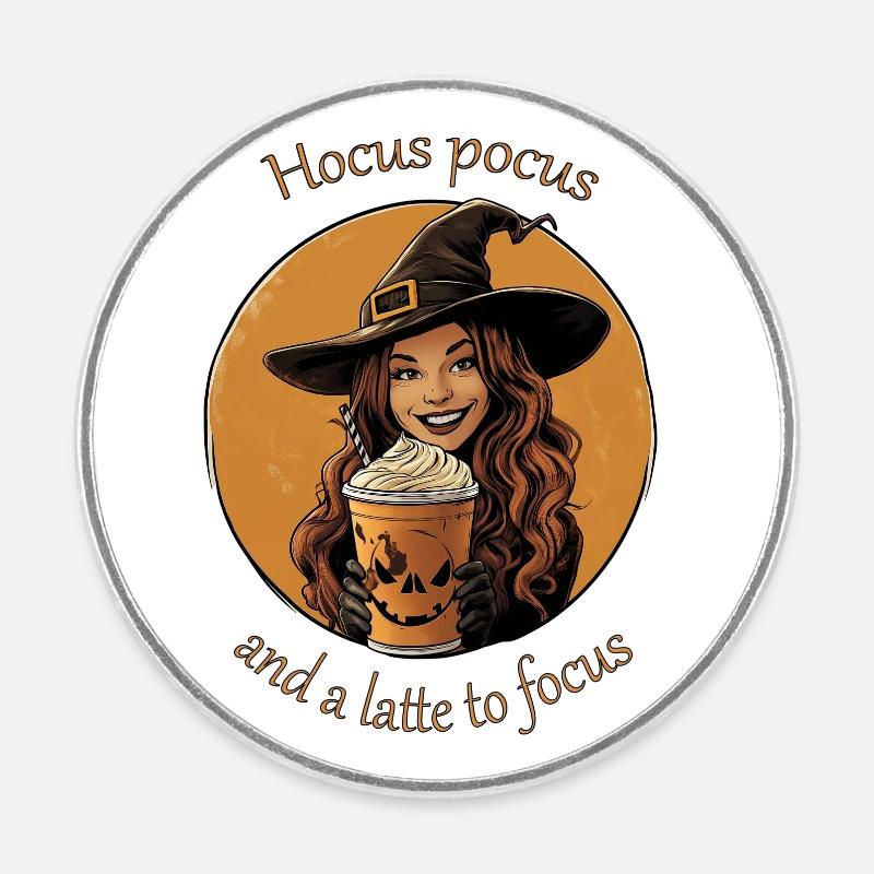 Hocus pocus et un latte pour se concentrer - Magnet rond - blanc
