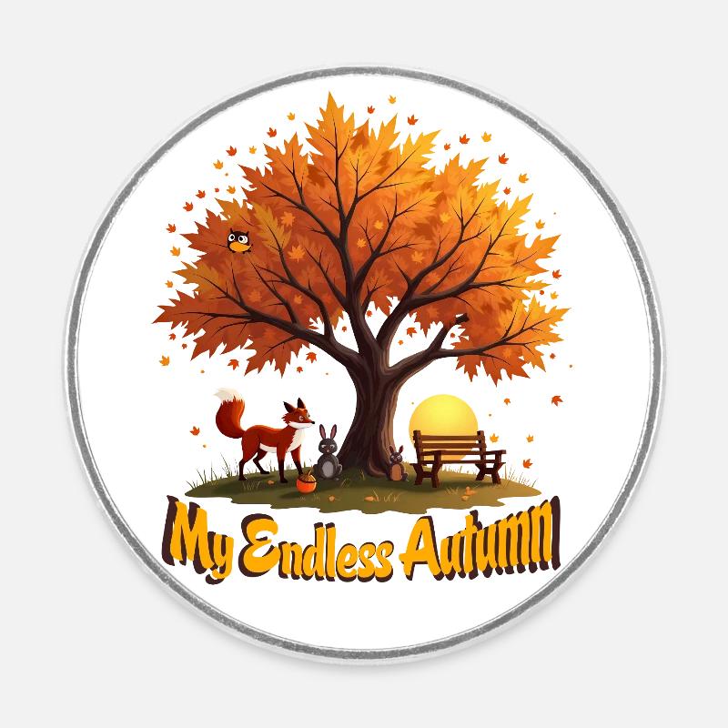 My Endless Autumn - Round  fridge magnet - white