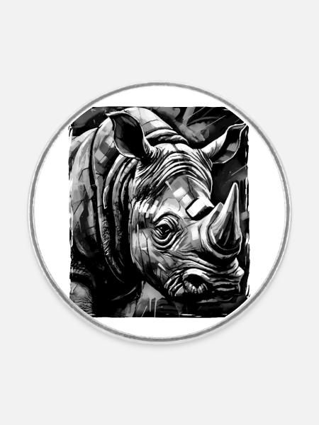 Nashorn Porträt - Runder Kühlschrankmagnet - Weiß