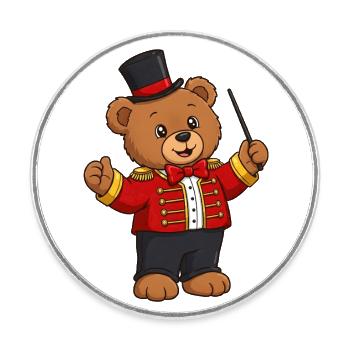 Teddy Bear Circus Director - Round  fridge magnet - white - Front