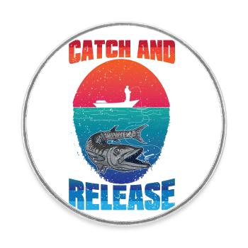 Pêche à partir du bateau Catch and Release - Magnet rond - blanc - Devant