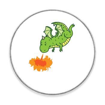 Dragon spits fire Mythical creatures Fairy tale - Round  fridge magnet - white - Front