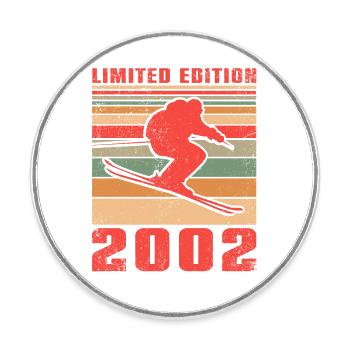 Ski de fond Skieurs Anniversaire 2002 - Magnet rond - blanc - Devant
