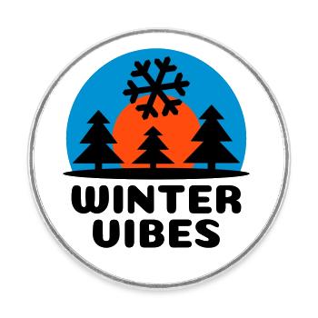 Winter vibes (Sonne, Himmelsgewölbe, Schneeflocke) - Runder Kühlschrankmagnet - Weiß - Vorne