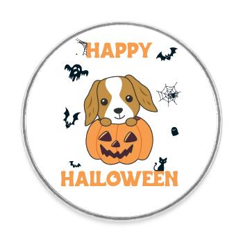 Cocker Épagneul Citrouille Chiens Mignons Joyeux Halloween - Magnet rond - blanc - Devant