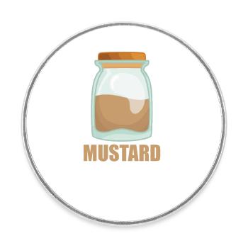 Mustard Spice Taste Food Cooking - Round  fridge magnet - white - Front