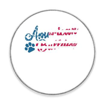 American Bulldog USA Drapeau et patte de chien - Magnet rond - blanc - Devant
