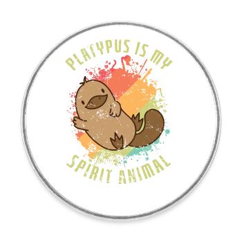 Ornithorynque est mon animal spirituel Schnabeltier - Magnet rond - blanc - Devant