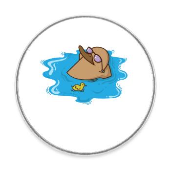Ornithorynque s’allonge dans l’eau et se détend - Magnet rond - blanc - Devant