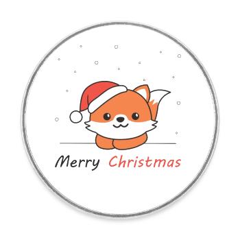 Fox Christmas Snow Winter Animals Fox - Round  fridge magnet - white - Front