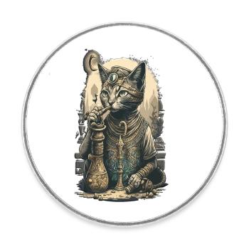 Egypt Cat Smoke with hookah Amazing Design - Round  fridge magnet - white - Front