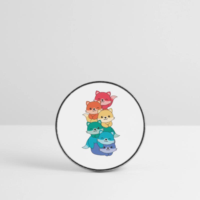 Rainbow Flag Pride LGBTQ Cute Fox Stack Round  fridge magnet