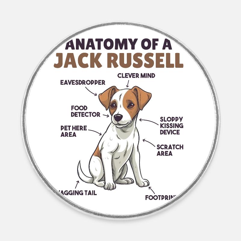 Explication du chien Anatomie d’un Jack Russell - Magnet rond - blanc