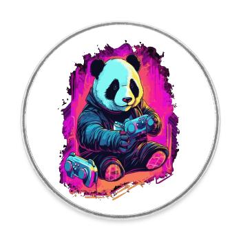 cute fat japanese panda gamer Play Consol - Round  fridge magnet - white - Front