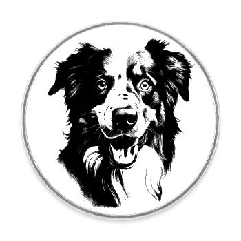 Berger australien - Magnet rond - blanc - Devant