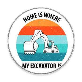 Excavator Excavator Driver Excavator Truck - Round  fridge magnet - white - Front