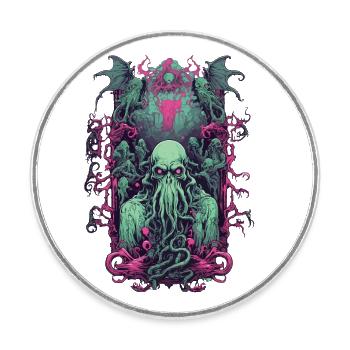 Goule gothique démon Halloween monstre Design - Magnet rond - blanc - Devant