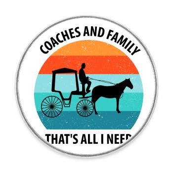 Calèche de cocher Calèche tirée par des chevaux Calèche - Magnet rond - blanc - Devant