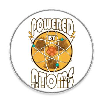 Powered by Atoms Funny Sayings Physics Gift - Round  fridge magnet - white - Front