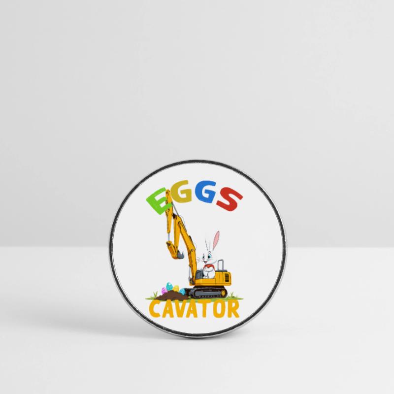 Funny Easter Saying Easter Bunny Excavator Driver Round  fridge magnet