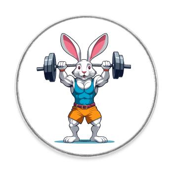 Lapin de Pâques Musculation Animal Drôle Séance D’entraînement - Magnet rond - blanc - Devant