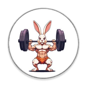 Lapin de Pâques Body Building Animal Drôle Séance D’entraînement - Magnet rond - blanc - Devant