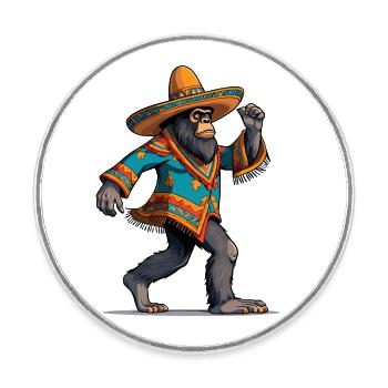 Mexikanischer Bigfoot Sasquatch Sombrero - Runder Kühlschrankmagnet - Weiß - Vorne