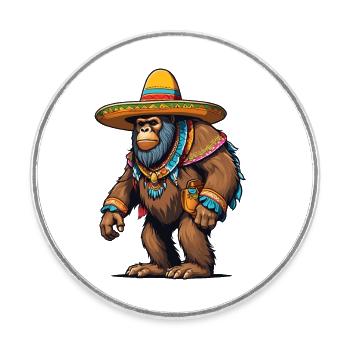 Mexikanischer Bigfoot Sasquatch Sombrero - Runder Kühlschrankmagnet - Weiß - Vorne