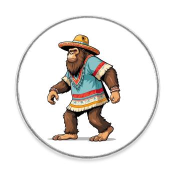 Mexikanischer Bigfoot Sasquatch Sombrero - Runder Kühlschrankmagnet - Weiß - Vorne