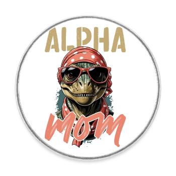 Maman alpha Drôle Dinosaure Iconique Maman - Magnet rond - blanc - Devant