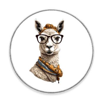 Funny Llama Alpaca Design for Mom - Round  fridge magnet - white - Front