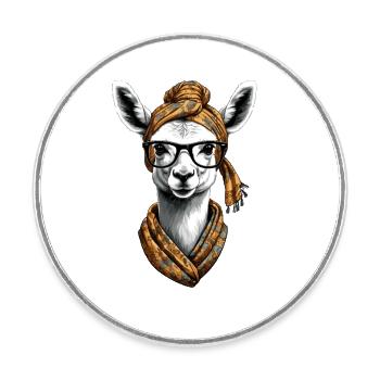 Funny Llama Alpaca Design for Moms - Round  fridge magnet - white - Front