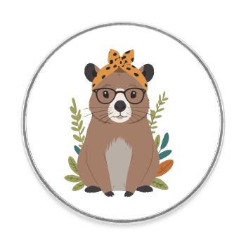 Drôle Capymama Capybara Maman - Magnet rond - blanc - Devant