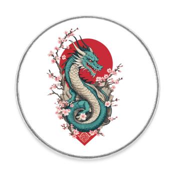 Drachen Anime Fan Japanischer Drache Vintage Stil - Runder Kühlschrankmagnet - Weiß - Vorne