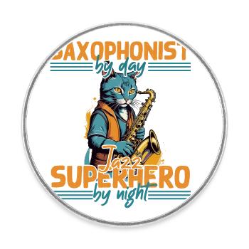 Dicton de saxophone amusant pour les fans de musique jazz - Magnet rond - blanc - Devant