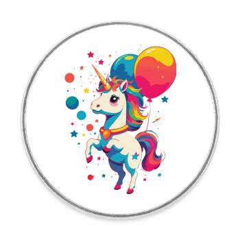 Einhorn Liebhaber Leuchtende Farben Design - Runder Kühlschrankmagnet - Weiß - Vorne